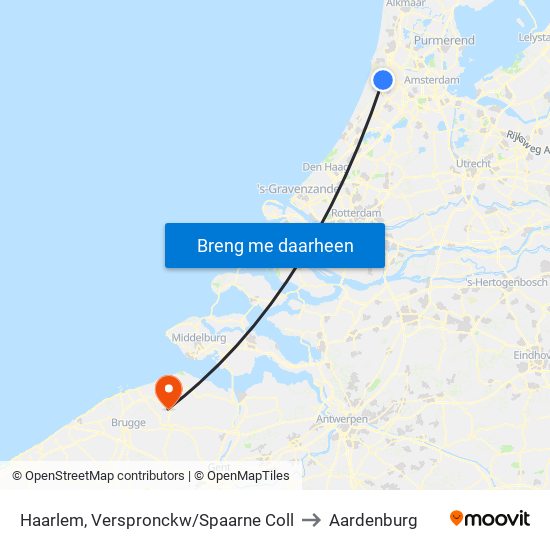 Haarlem, Verspronckw/Spaarne Coll to Aardenburg map