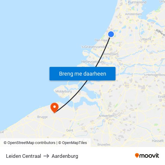 Leiden Centraal to Aardenburg map