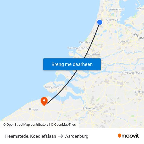 Heemstede, Koediefslaan to Aardenburg map