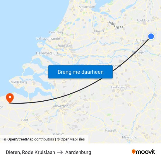 Dieren, Rode Kruislaan to Aardenburg map