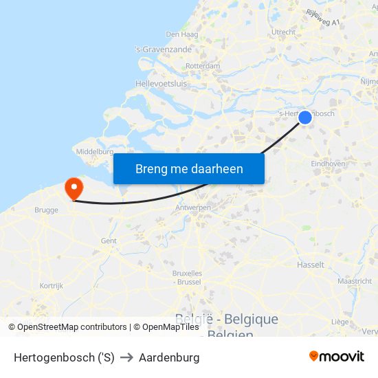 Hertogenbosch ('S) to Aardenburg map