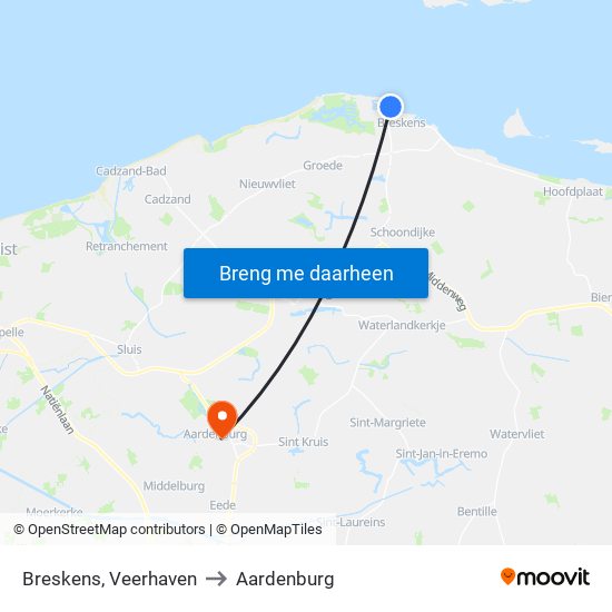 Breskens, Veerhaven to Aardenburg map