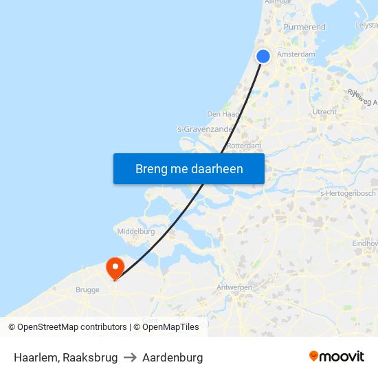 Haarlem, Raaksbrug to Aardenburg map