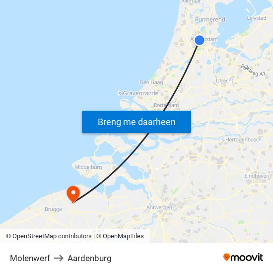 Molenwerf to Aardenburg map