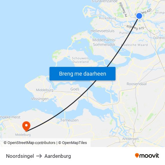 Noordsingel to Aardenburg map