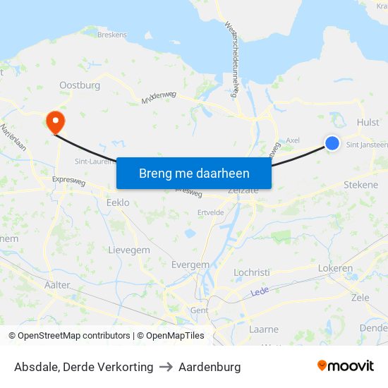 Absdale, Derde Verkorting to Aardenburg map