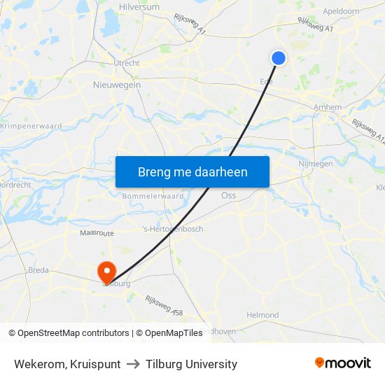Wekerom, Kruispunt to Tilburg University map