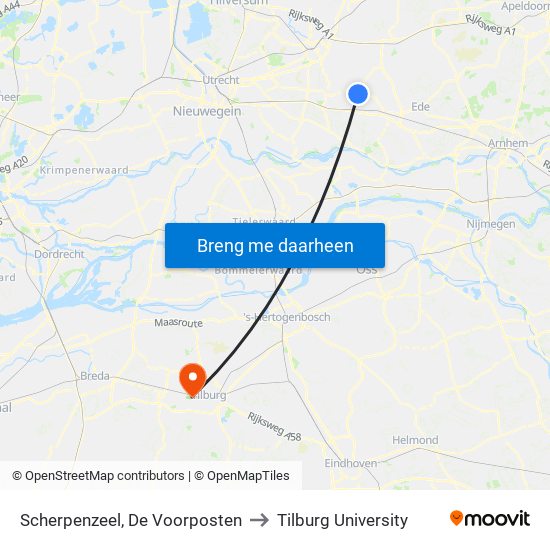 Scherpenzeel, De Voorposten to Tilburg University map