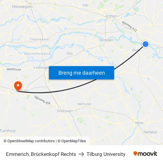 Emmerich, Brückenkopf Rechts to Tilburg University map