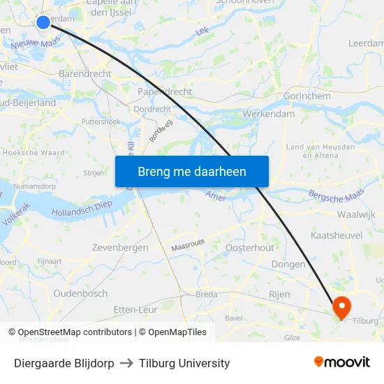 Diergaarde Blijdorp to Tilburg University map