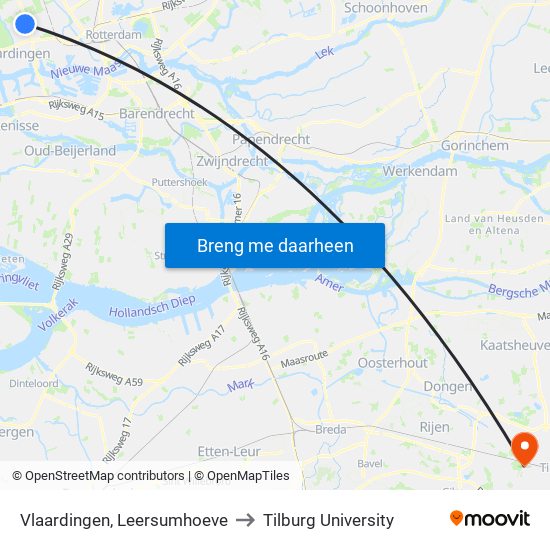 Vlaardingen, Leersumhoeve to Tilburg University map