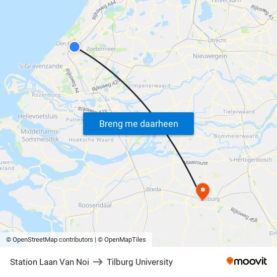 Station Laan Van Noi to Tilburg University map