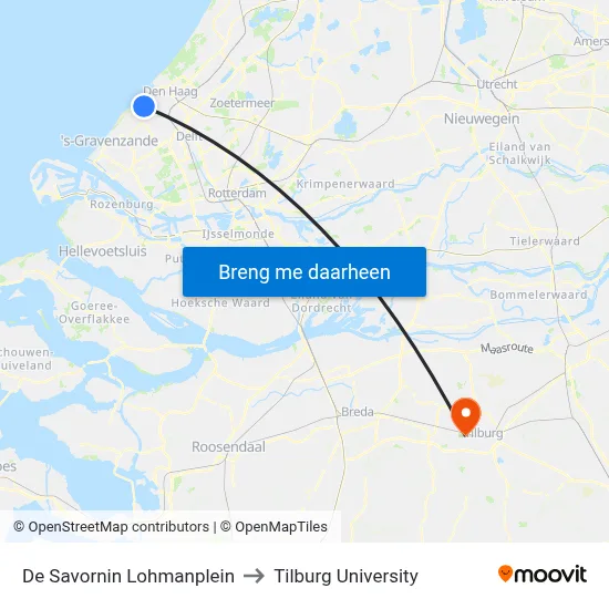 De Savornin Lohmanplein to Tilburg University map