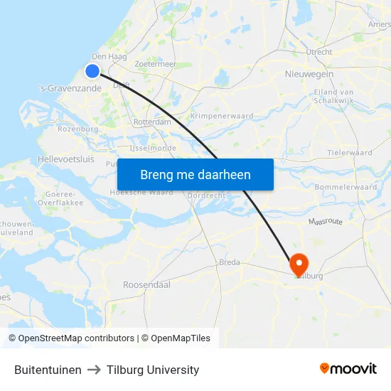 Buitentuinen to Tilburg University map