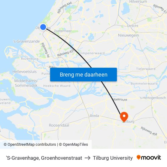 'S-Gravenhage, Groenhovenstraat to Tilburg University map