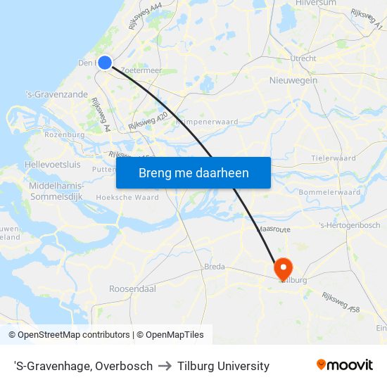 'S-Gravenhage, Overbosch to Tilburg University map