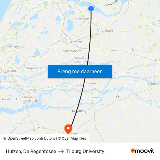 Huizen, De Regentesse to Tilburg University map