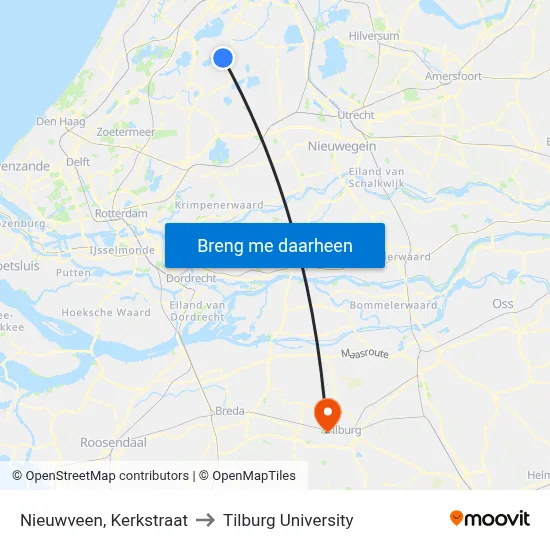 Nieuwveen, Kerkstraat to Tilburg University map