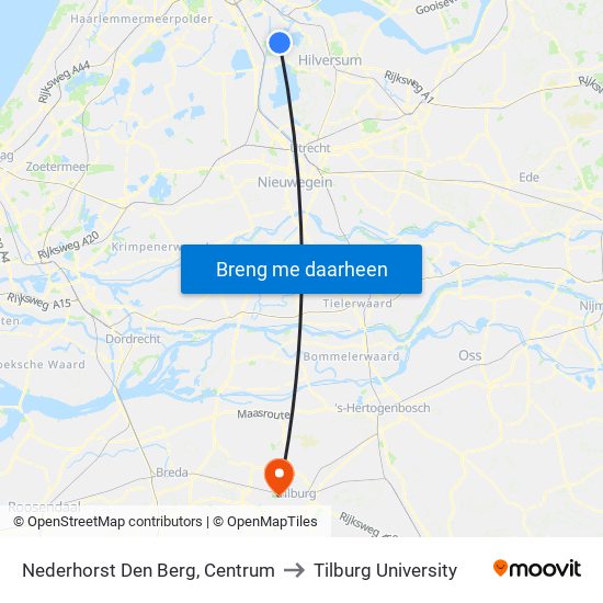 Nederhorst Den Berg, Centrum to Tilburg University map