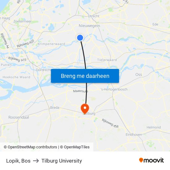 Lopik, Bos to Tilburg University map