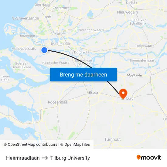 Heemraadlaan to Tilburg University map