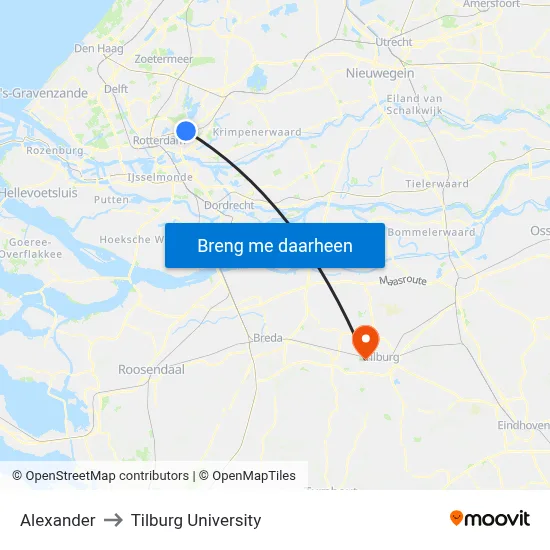 Alexander to Tilburg University map