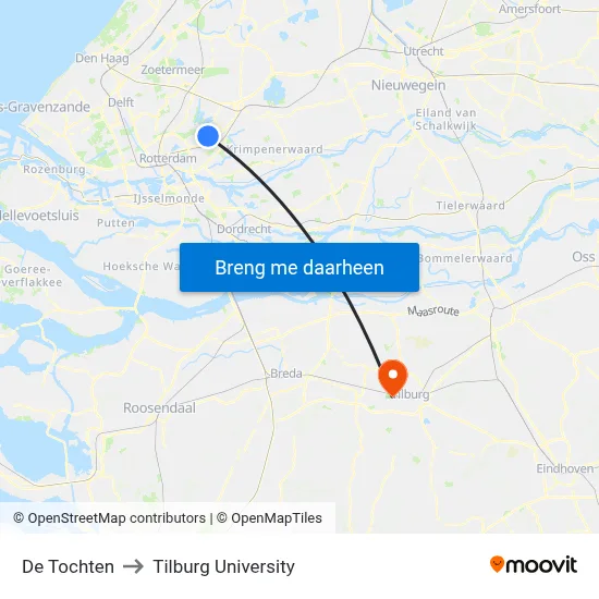 De Tochten to Tilburg University map