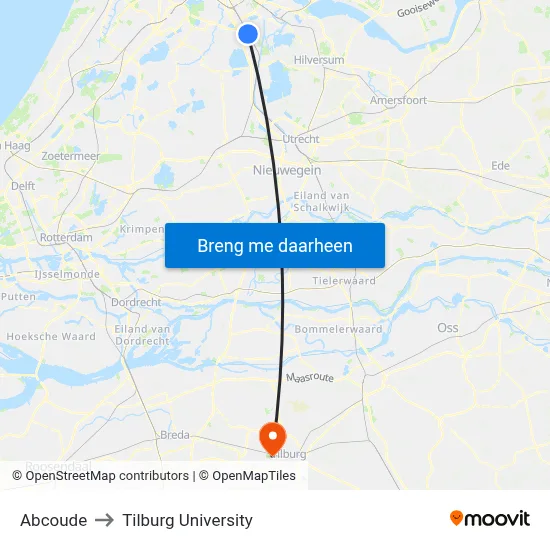 Abcoude to Tilburg University map