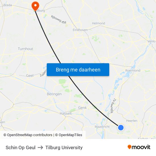 Schin Op Geul to Tilburg University map