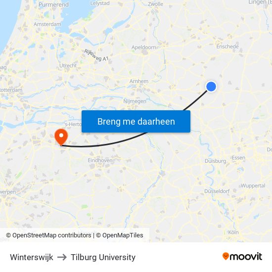 Winterswijk to Tilburg University map