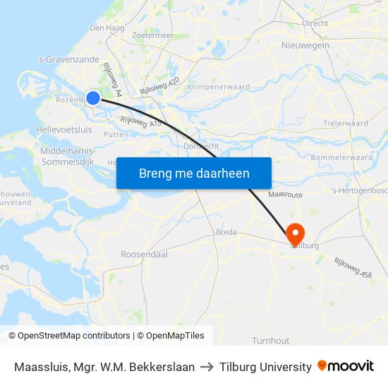 Maassluis, Mgr. W.M. Bekkerslaan to Tilburg University map