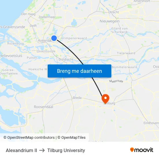 Alexandrium II to Tilburg University map