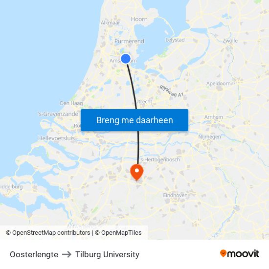 Oosterlengte to Tilburg University map