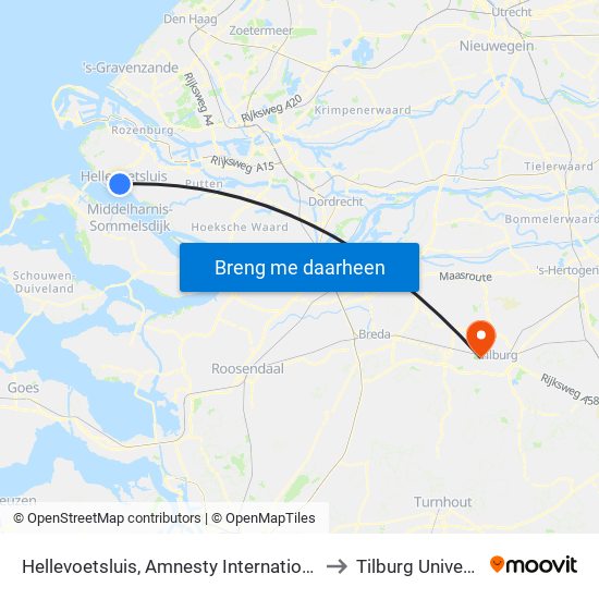 Hellevoetsluis, Amnesty Internationallaan to Tilburg University map