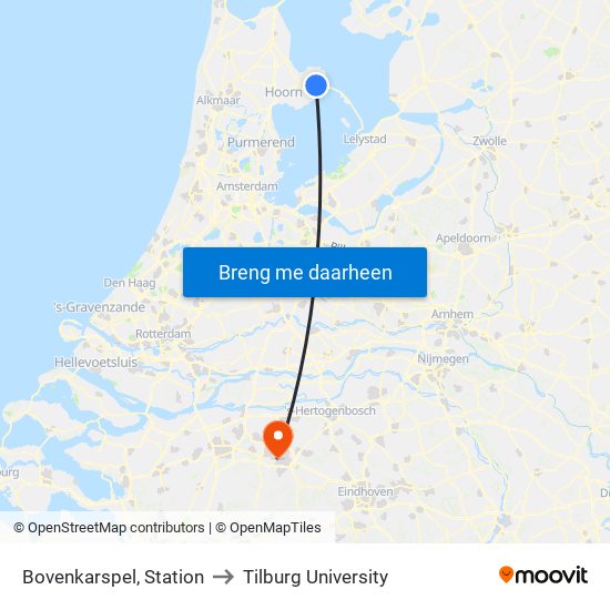 Bovenkarspel, Station to Tilburg University map