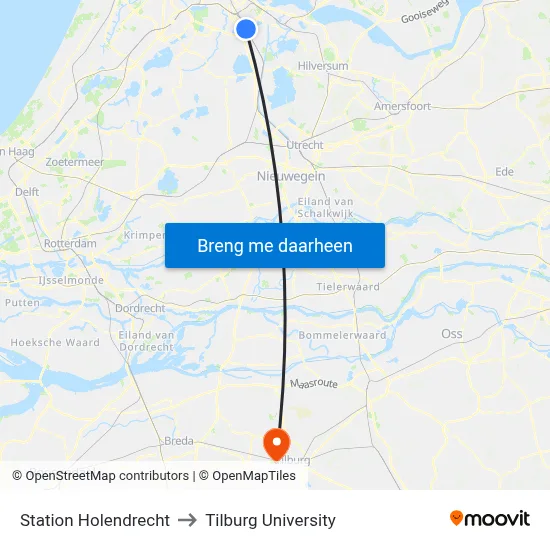 Station Holendrecht to Tilburg University map