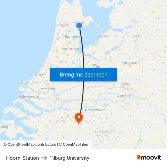 Hoorn, Station to Tilburg University map