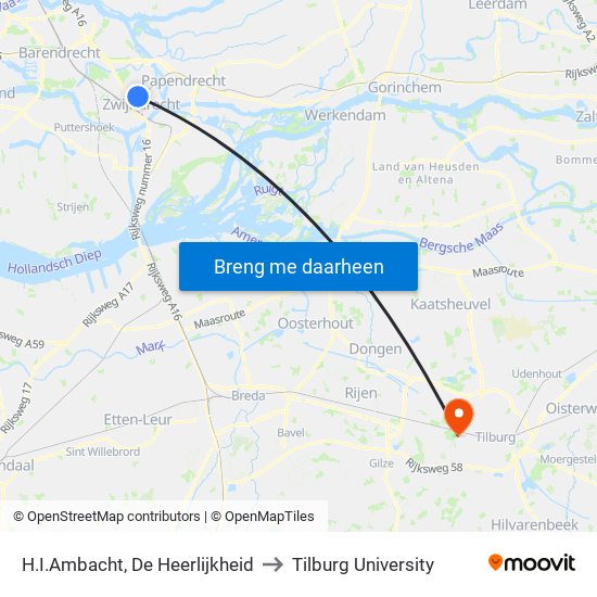 H.I.Ambacht, De Heerlijkheid to Tilburg University map