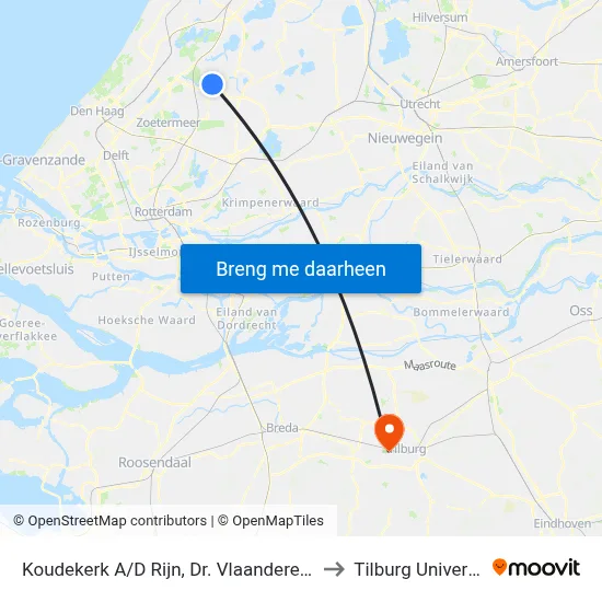 Koudekerk A/D Rijn, Dr. Vlaanderenlaan to Tilburg University map