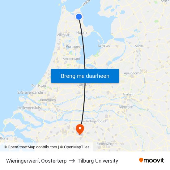 Wieringerwerf, Oosterterp to Tilburg University map