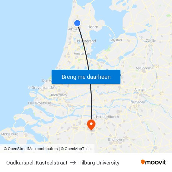 Oudkarspel, Kasteelstraat to Tilburg University map
