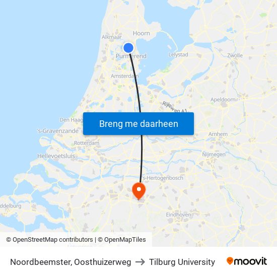 Noordbeemster, Oosthuizerweg to Tilburg University map