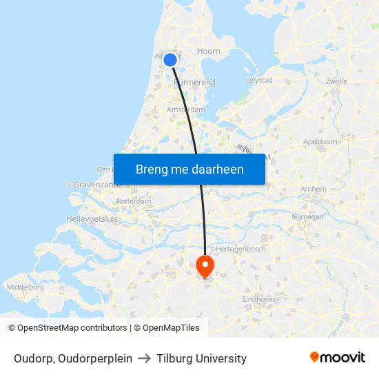 Oudorp, Oudorperplein to Tilburg University map
