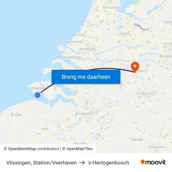 Vlissingen, Station/Veerhaven to 's-Hertogenbosch map