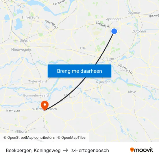 Beekbergen, Koningsweg to 's-Hertogenbosch map