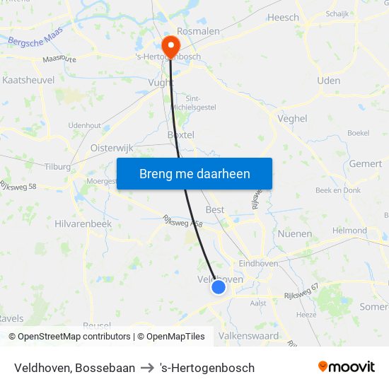 Veldhoven, Bossebaan to 's-Hertogenbosch map