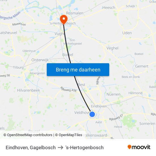 Eindhoven, Gagelbosch to 's-Hertogenbosch map