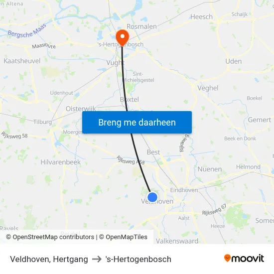 Veldhoven, Hertgang to 's-Hertogenbosch map
