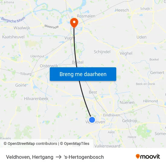 Veldhoven, Hertgang to 's-Hertogenbosch map