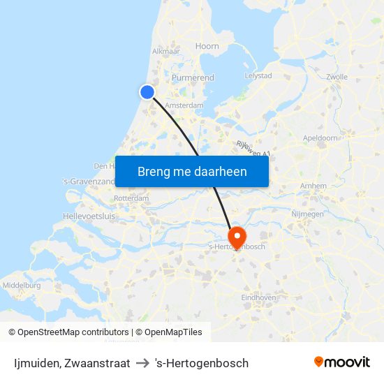 Ijmuiden, Zwaanstraat to 's-Hertogenbosch map